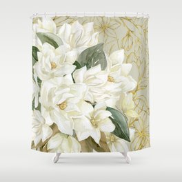 Elegant Magnolias – with a Touch of Gold Shower Curtain