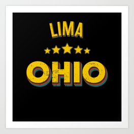 Lima Ohio Art Print | America, Lima, Usa Flag Vintage, Lima 4Th Of July, American Flag, Ohio, Lima Ohio, Ohio Ctiy, Lima Ohio Gifts, Ohio State 