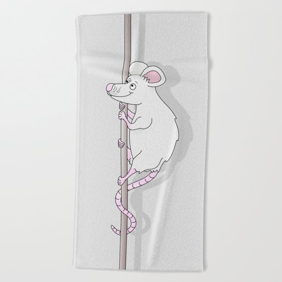 Cute Grey Cartoon Mouse Beach Towel