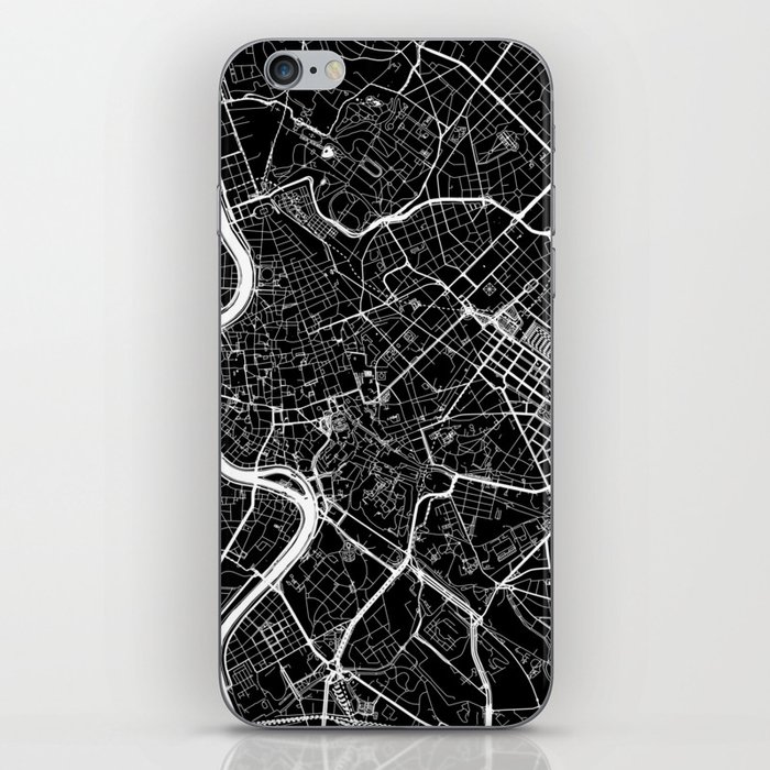 Rome, Italy, City Map - Black iPhone Skin