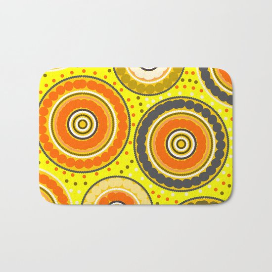 Beads and circles- aboriginal pattern Bath Mat