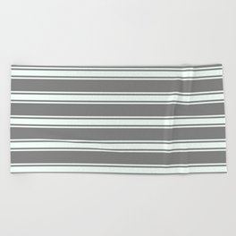 [ Thumbnail: Gray & Mint Cream Colored Stripes Pattern Beach Towel ]