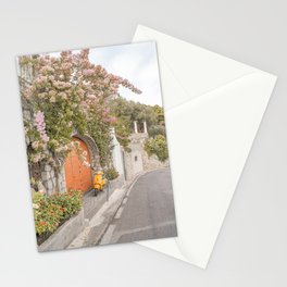 Floral Road on Capri Island | Pastel Color Street in Italy Summer Art Print | Wanderlust Vibes Travel Photography Stationery Card