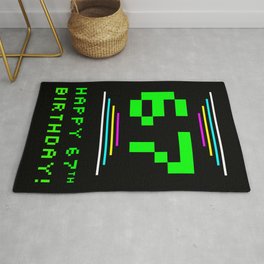 [ Thumbnail: 67th Birthday - Nerdy Geeky Pixelated 8-Bit Computing Graphics Inspired Look Rug ]