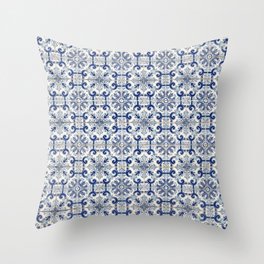 Portuguese tiles pattern blue Throw Pillow
