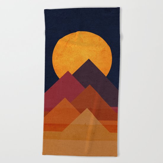 Full moon and pyramid Beach Towel