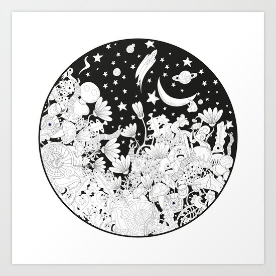 Cartoon Night Art Print
