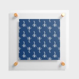 Retro Microphone Pattern on  Dark Navy Blue Floating Acrylic Print