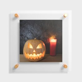 Jack O'Lantern with Candle  Floating Acrylic Print