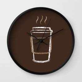 Coffee Cup Chalk Drawing Wall Clock