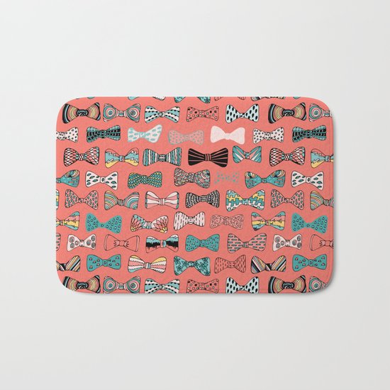 Bow tie geek in pink Bath Mat