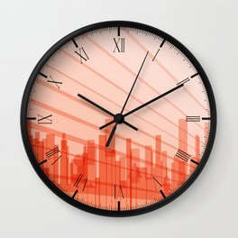 City Abstract Background Wall Clock | Vector, Illustration, Red, Graphicdesign, Graphicdrawing, Cityscape, Concept, Silhouette, Outline, Backdrop 