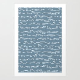 Ocean Waves on Blue Art Print