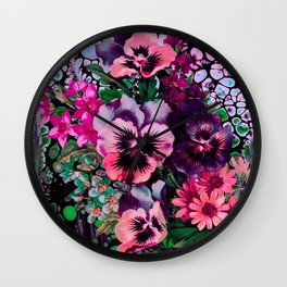 pansies and flowers Wall Clock