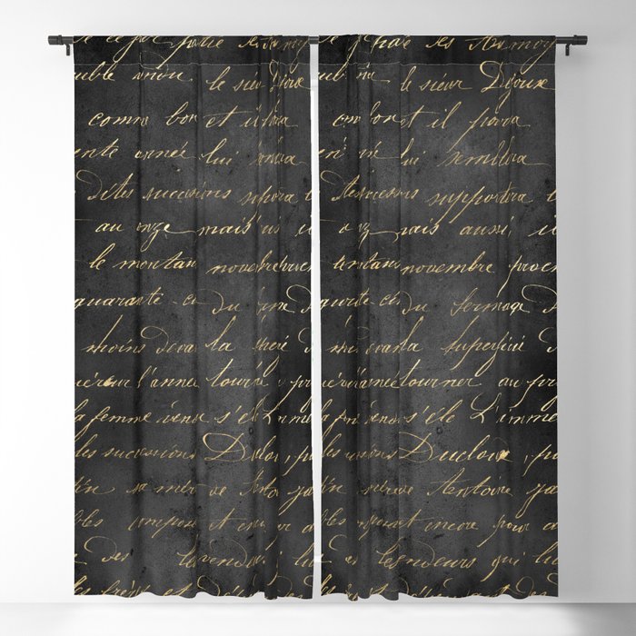 Vintage Black & Gold Script  Blackout Curtain