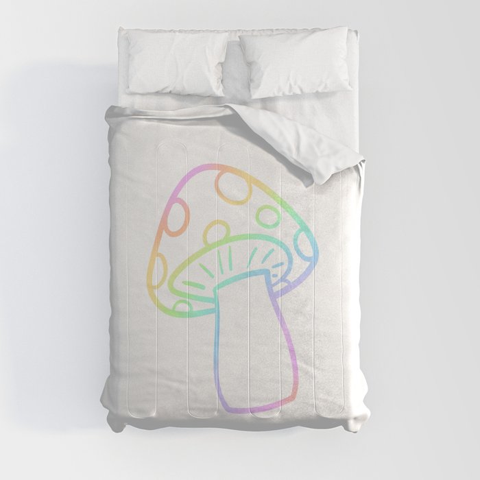 Pastel Rainbow Gradient Mushroom Comforter