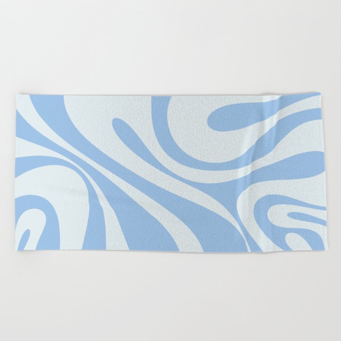Mod Swirl Retro Abstract Pattern in Light Powder Blue Beach Towel