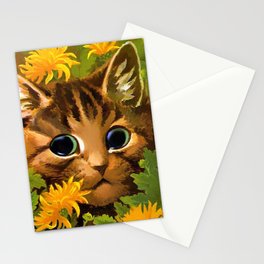 Louis Wain Cats "Tabby in the Marigolds" Stationery Card