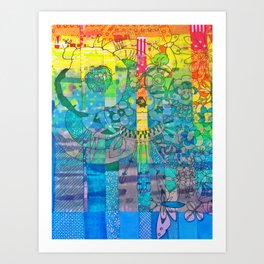Pottery Motifs - rainbow Art Print