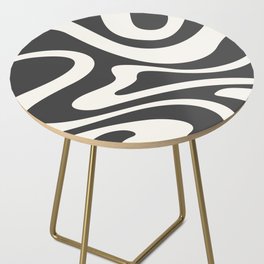 Modern Abstract Pattern 2 in black and Beige (Liquid Swirl Design) Side Table