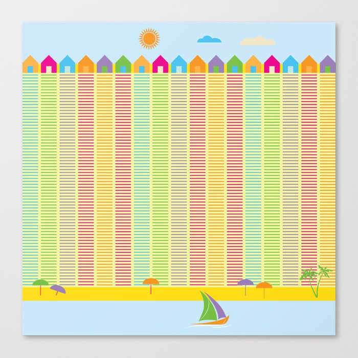 Beach cabins pattern stripes Canvas Print