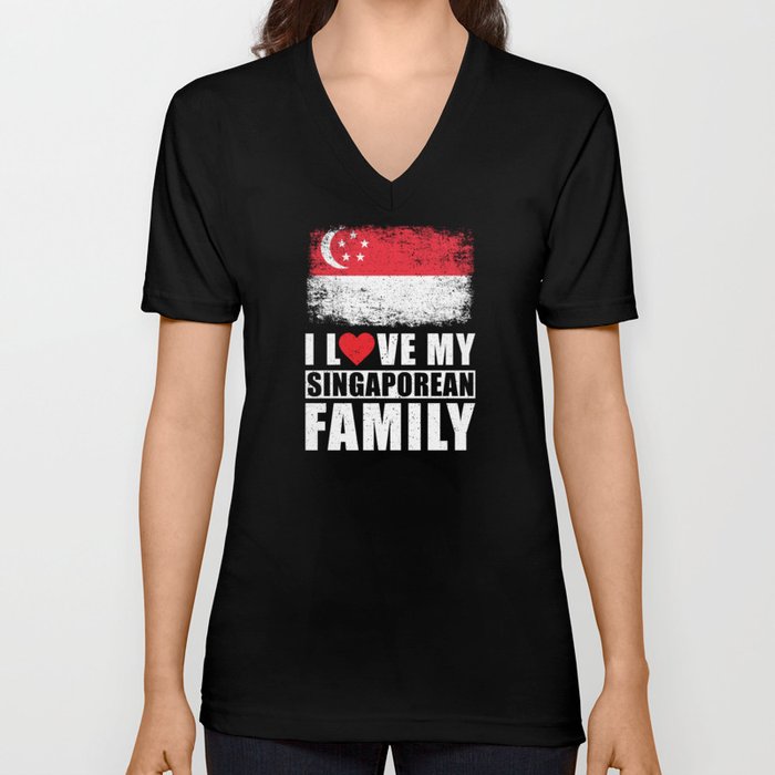 Singaporean Family V Neck T Shirt