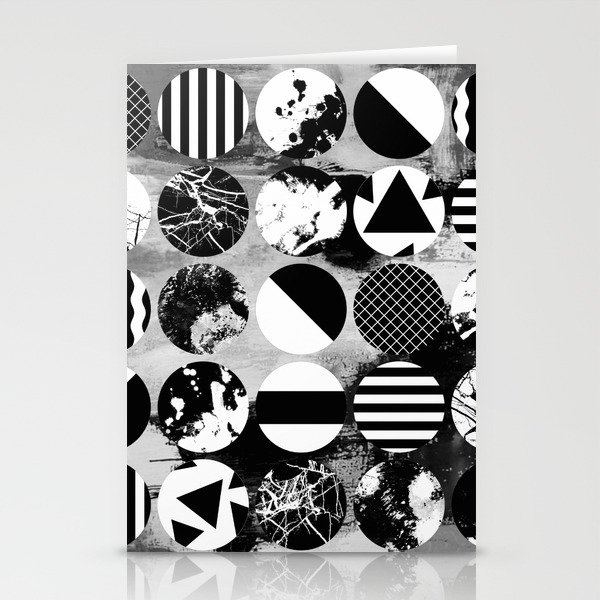Eclectic Circles - Black and white, abstract, geometric, textured designs Stationery Cards