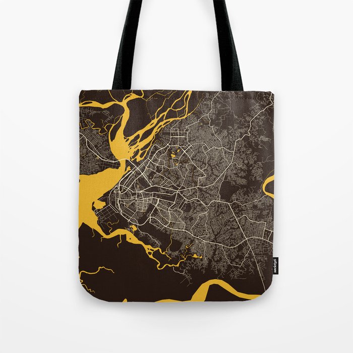 Douala City Map of Littoral, Cameroon - Pastel Tote Bag