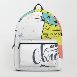 Cool Christmas Cat Merry Christmas Typography Backpack | Cartoonillustration, Christmascat, Graphicdesign, Typographicool, Digital, Merrychristmas, Illustration 