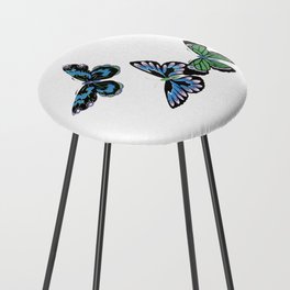 Vintage Watercolor Painting Of Japanese Butterfly  Counter Stool