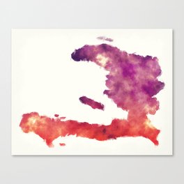 Haiti watercolor map in front of a white background Canvas Print