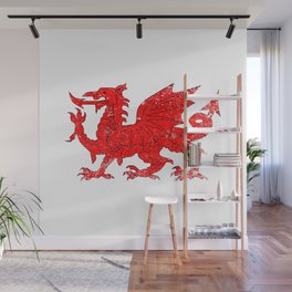 Welsh Dragon With Grunge Wall Mural