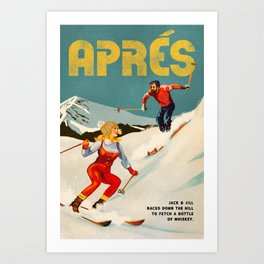 "Apres" Retro Pinup Ski Art Art Print | Apres, Skiing, Vintageposter, Snow, Sports, Curated, Graphicdesign, Retro, Cool, Whiskeyginger 