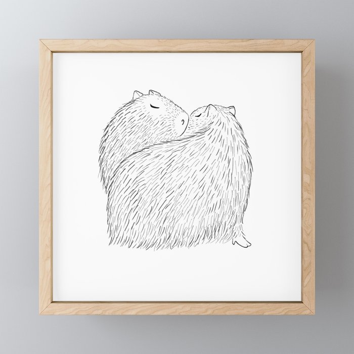 Capybaras In Love Framed Mini Art Print