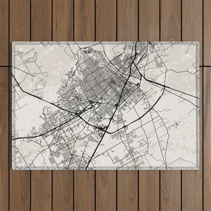 USA, Waco Black & White Town Map - Aesthetic Decor Outdoor Rug