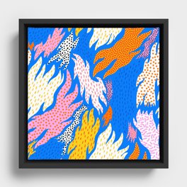 Abstract hand drawn shapes doodle pattern Framed Canvas