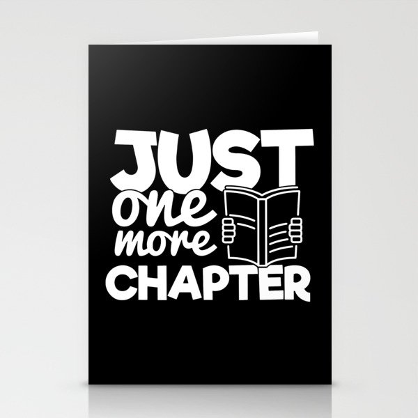 Just One More Chapter Funny Bookworm Reading Typography Quote Stationery Cards