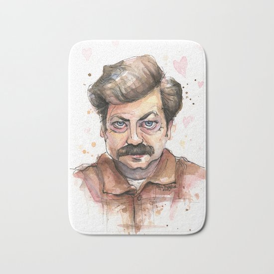 Ron Swanson Love Valentine Portrait Bath Mat