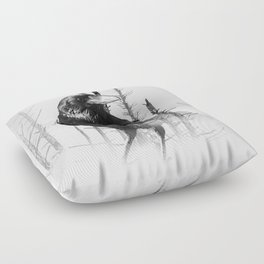 Common Raven Among The Trees Floor Pillow