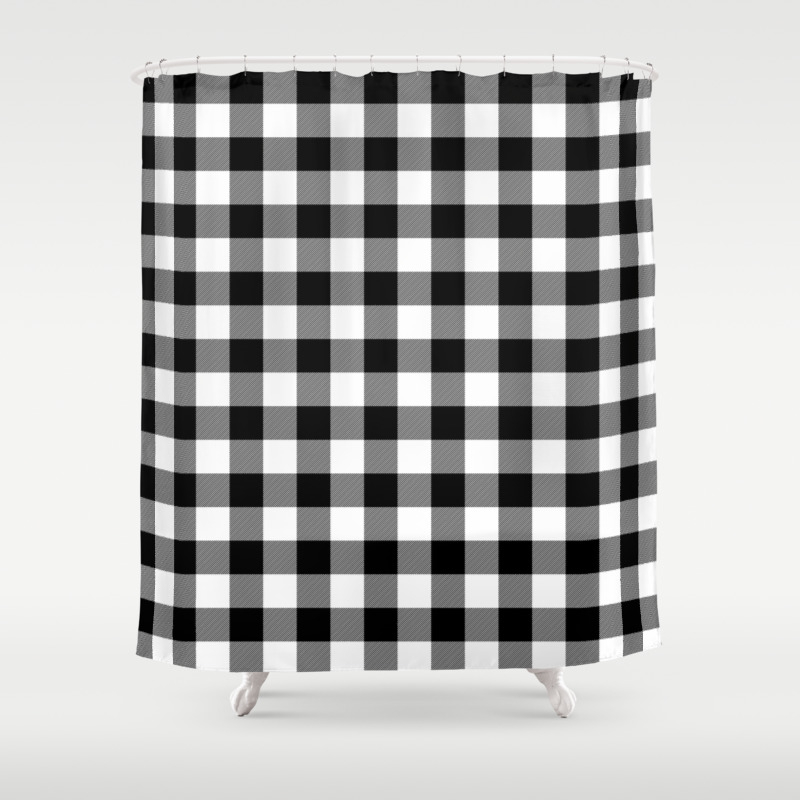 Jumbo Milkweed White And Black Rustic Cowboy Cabin Buffalo Check Shower Curtain By Honorandobey Society6