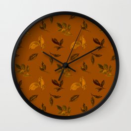 Autumn terracotta falling brown leaves Wall Clock