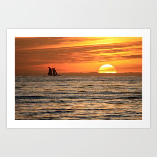 Sunset sail Art Print
