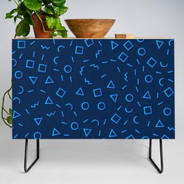 Blue & Black Color Geometric Pattern Credenza