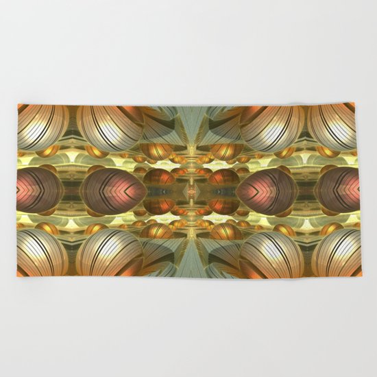 Golden Globes / / #fractal #fractals #3d Beach Towel