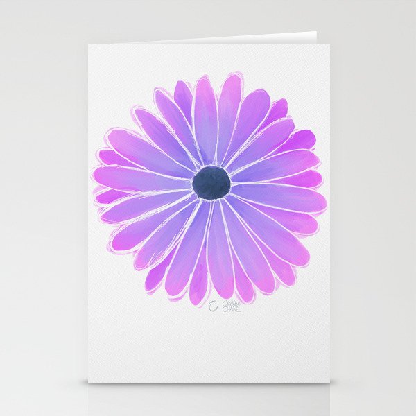 Daisy Watercolor Blue Purple Stationery Cards