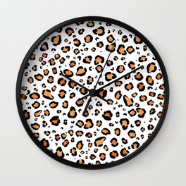 Leopard Print White Background Wall Clock