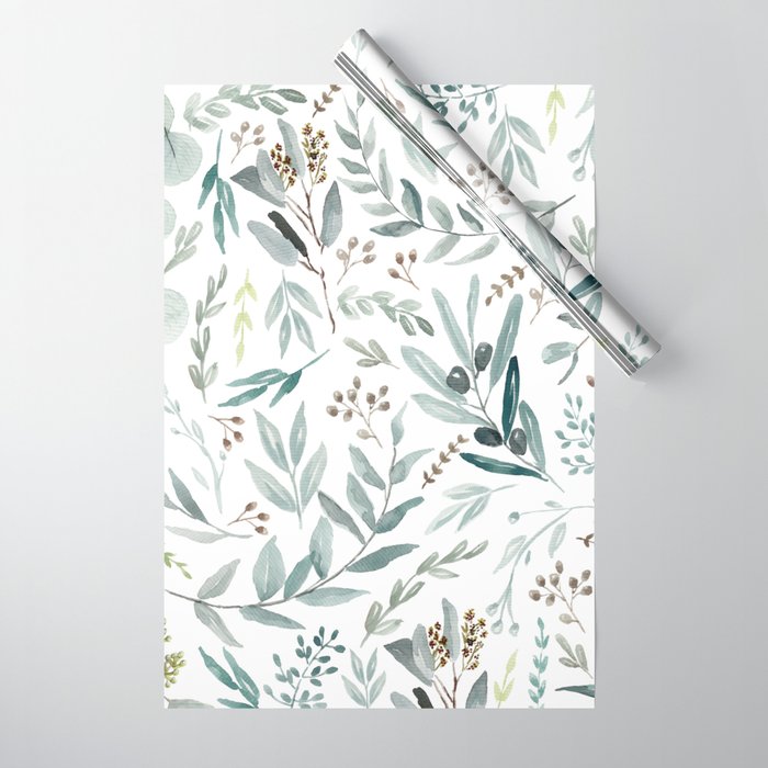 Botanical Eucalyptus Leaves Pattern Wrapping Paper