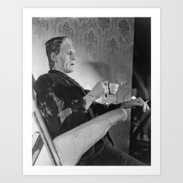 Weird Vintage Photo Frankenstein Boris Karloff Strange Unusual Drinking Tea Cup Art Print
