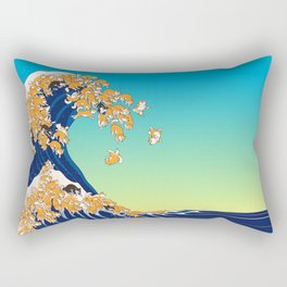 Shiba Inu in Great Wave Rectangular Pillow