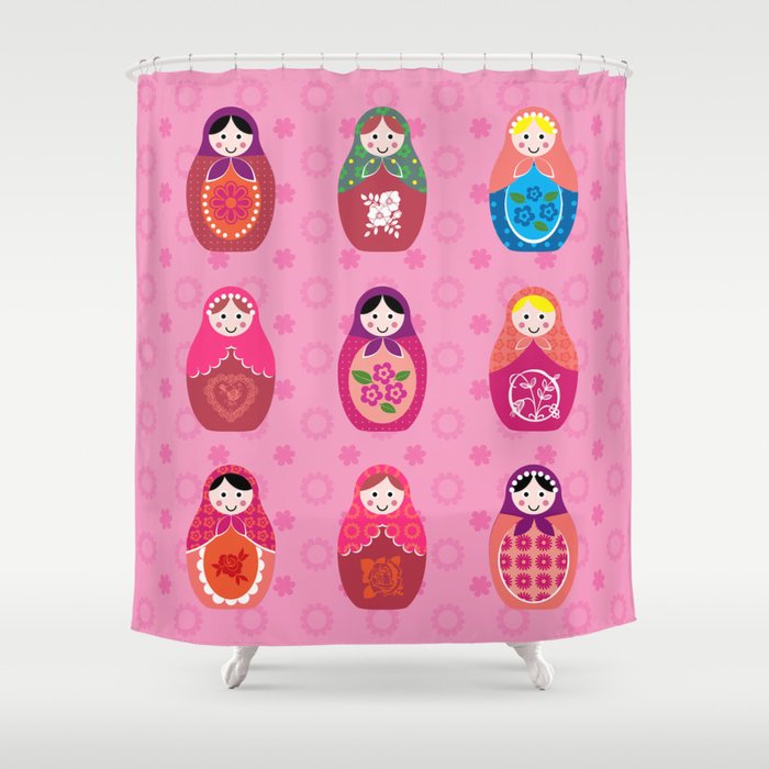 Matryoshka dolls pink Shower Curtain